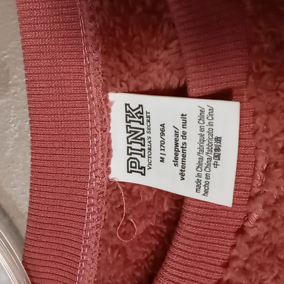 PINK 2 Piece Mauve Fuzzy Polyester Sleepwear Outfit w Pockets M - Picture 10 of 13